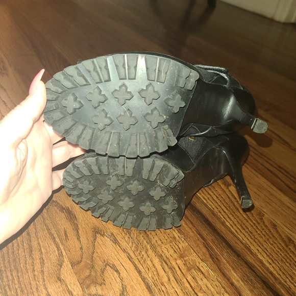 Tory Burch leather and canvas open toe high heel booty size 8 - Picture 9 of 10